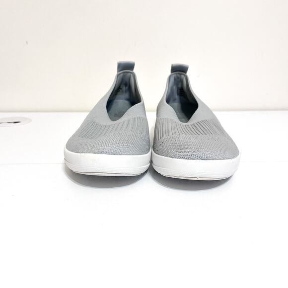 FitFlop Womens Uberknit Ballerina Flats Size 8.5 Gray Slip‎ On Knit Toning Shoes